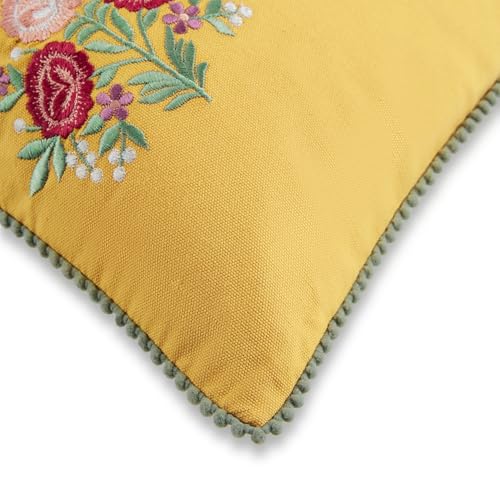 haus & kinder Decorative Embroidered Sham Cushion Cover Set of 1, Cotton Throw Pillow Cushion Cover 12x18 Inch for Sofa, Couch & Living Room Decor, Soft Breathable Rectangle Cushion Case - Image 4