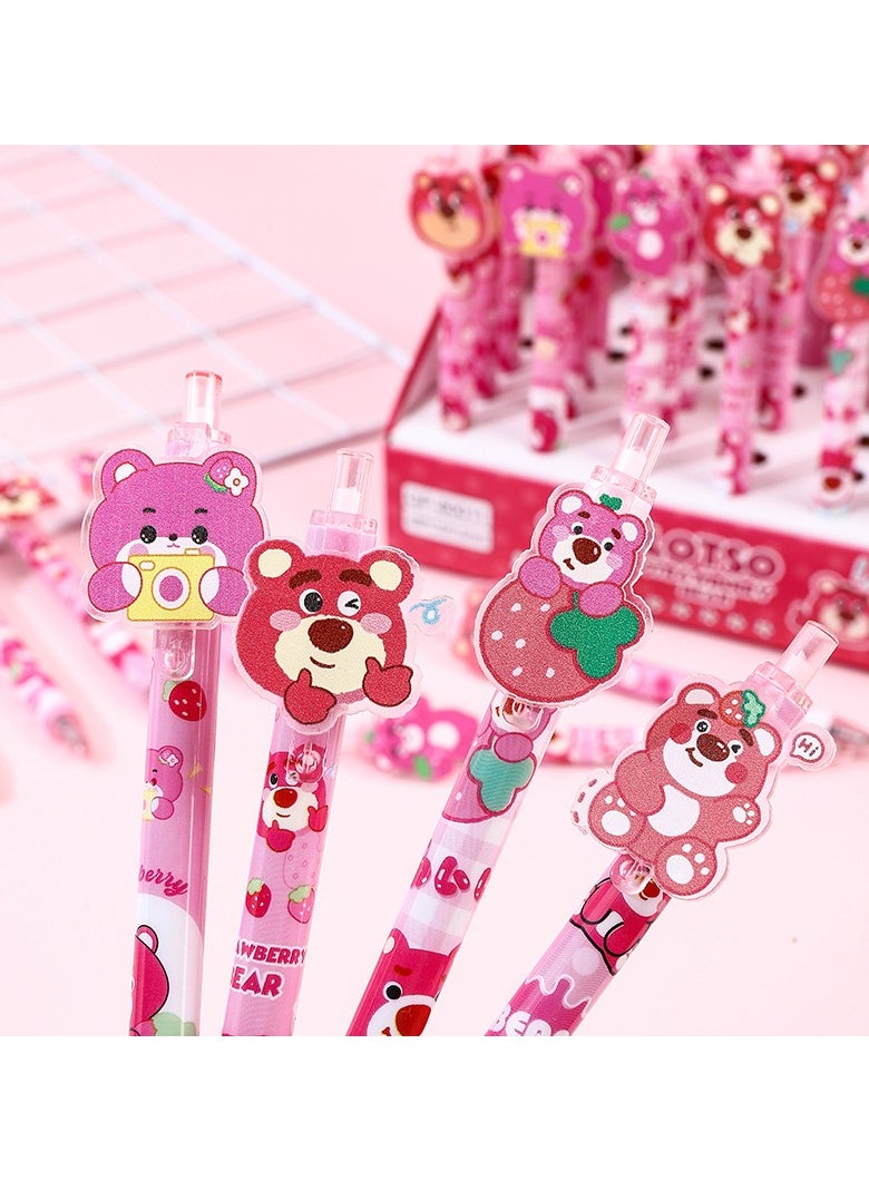 Generic - 48-Pack Cute Pink Bear Acrylic Sticker Press Pen High Value Shape Neutral Pen Cartoon Signature Pen - Image 1