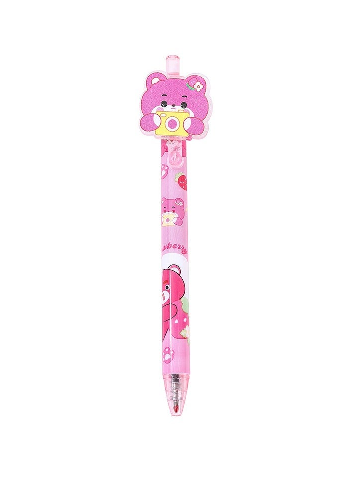 Generic - 48-Pack Cute Pink Bear Acrylic Sticker Press Pen High Value Shape Neutral Pen Cartoon Signature Pen - Image 1