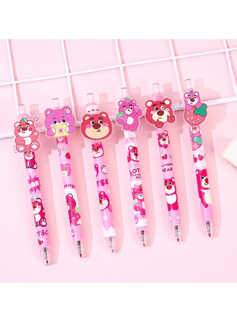 Generic - 48-Pack Cute Pink Bear Acrylic Sticker Press Pen High Value Shape Neutral Pen Cartoon Signature Pen - Image 1