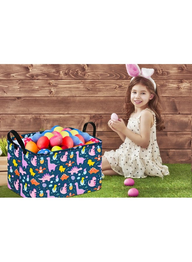 KUNRO Easter Basket Kids Eggs Hunting Gift Basket Rectangle Storage Bin Laundry Hamper Organizer Toy Box for Boy and Girls Room Decor - Image 5