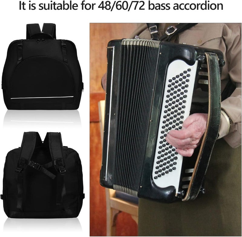 Vaguelly Vaguelly Accordion Bag Padded 486072 Bass Piano Gig Bag Backpack with Shoulder Straps Accessories Bag Accordion Case Instrument Carrying Bag Black  - Image 5