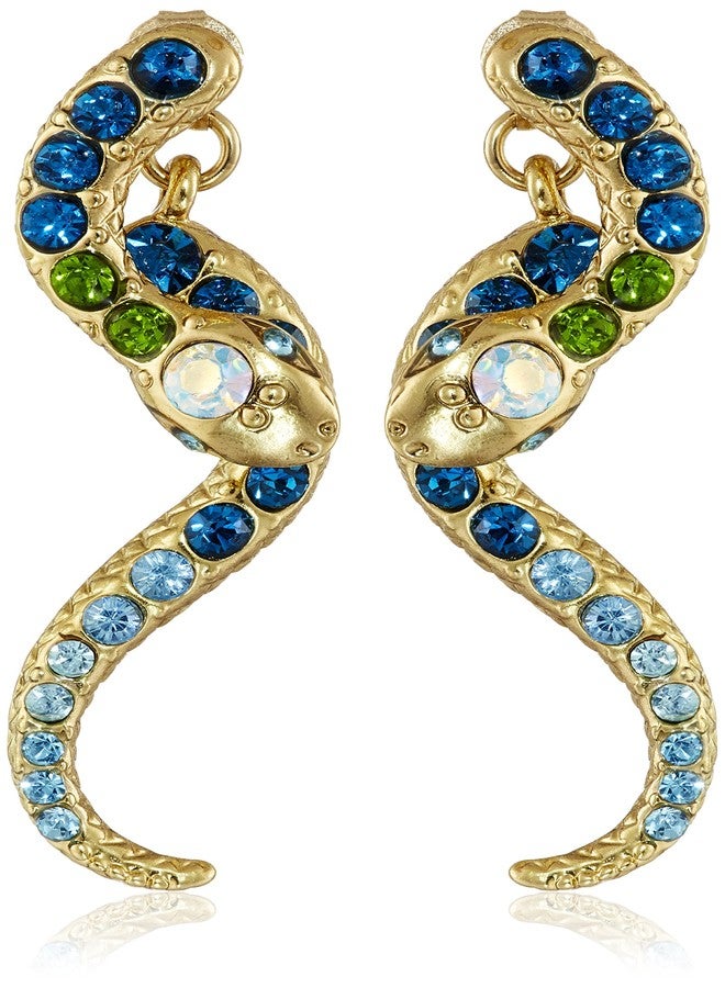 بتسي جونسون أقراط خطية من الكريستال المرصع من بيتسي جونسون بتصميم ثعبان أمامي وخلفي - Image 1