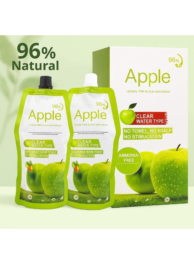Apple Ammonia-Free Hair and Beard Dye Cream (Black) with Apple Fruit Extract, Long-Lasting Color - Image 2