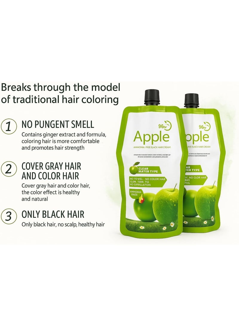 Apple Ammonia-Free Hair and Beard Dye Cream (Black) with Apple Fruit Extract, Long-Lasting Color - Image 3