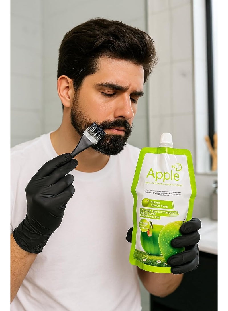 Apple Ammonia-Free Hair and Beard Dye Cream (Black) with Apple Fruit Extract, Long-Lasting Color - Image 5