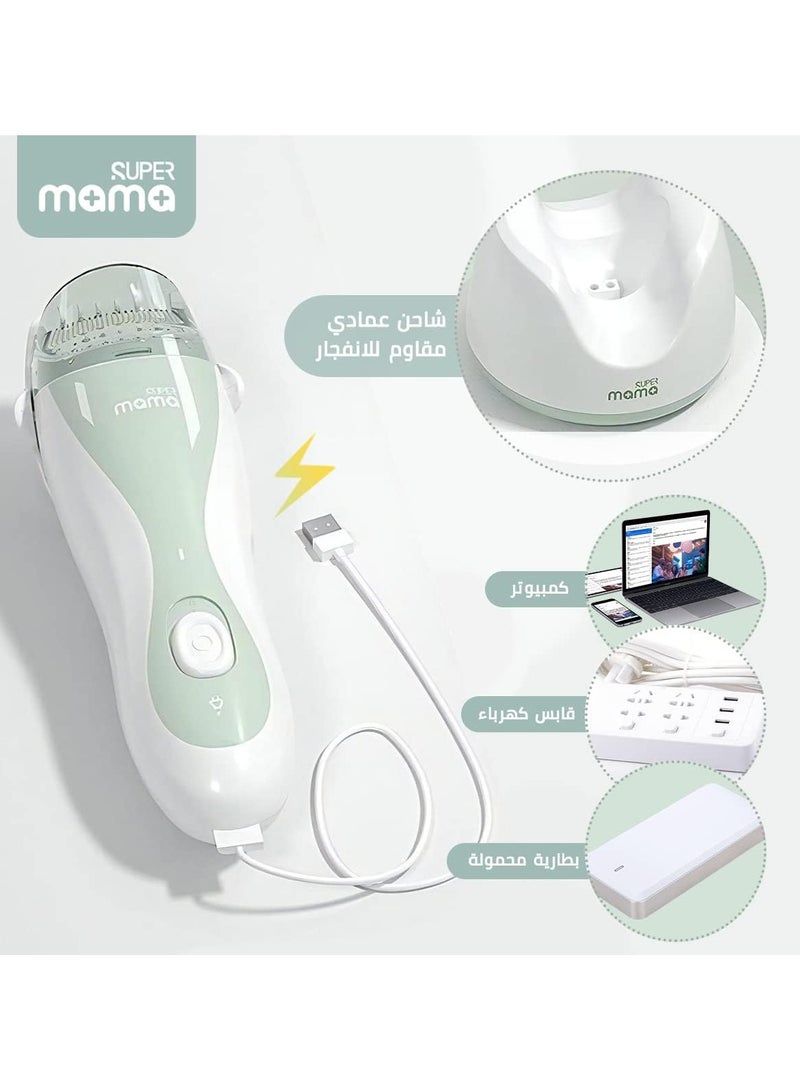 SUPERMAMA Baby Hair Clipper with Base - Auto Snipped Hair Trimmer IPX7 Waterproof Silent Baby Hair Clippers Low Vibration Haircut Kit for Kids Infants Hair Cutting  - Image 5