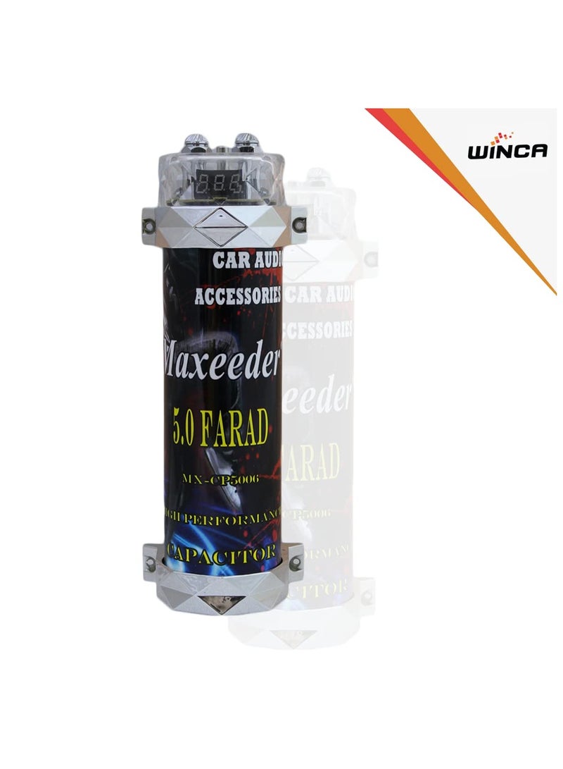 WINCA 5.0 Farad Car Audio Capacitor Fit for Systems Up to 5000W, Aluminum Alloy + ABS Car Audio Electric Power Capacitor Amplifier Voltage Regulator - Image 2