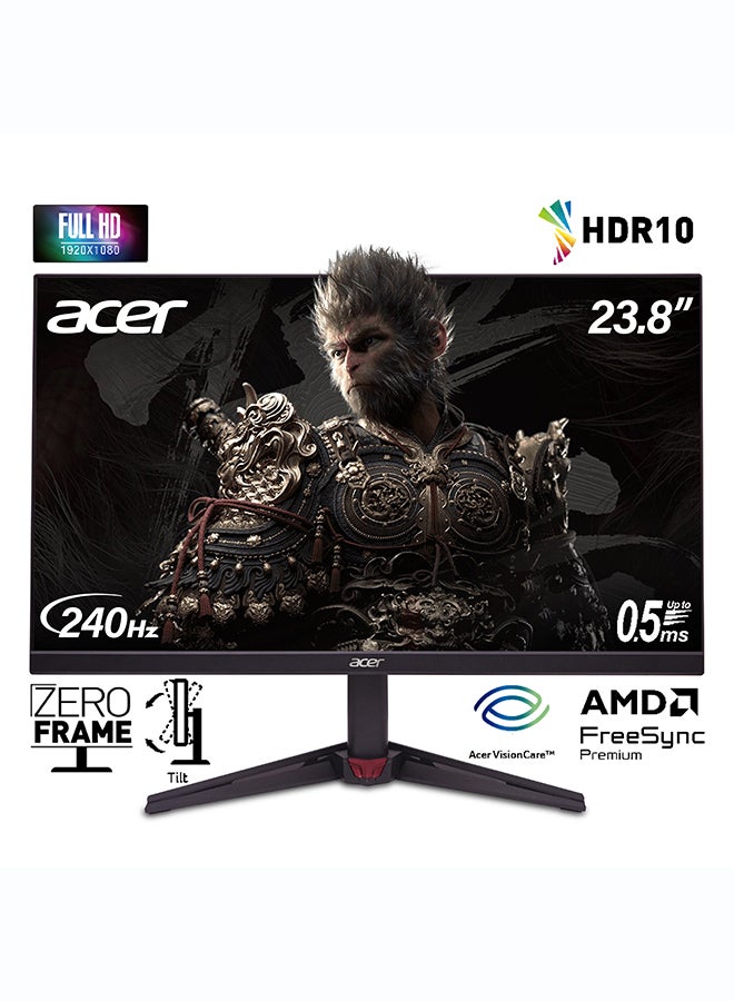 Acer 24 inch Nitro VG240Y FHD Gaming Monitor | 240Hz, 1ms, IPS, AMD FreeSync, ZeroFrame (UM.QV0EE.313) Black Black - Image 1