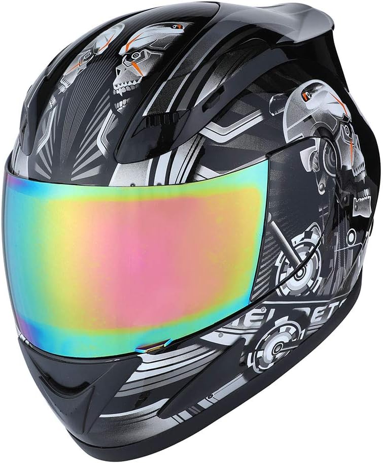 1Storm Motorcycle Bike Full Face Helmet Mechanic Skull - HJDJ11 - Image 3