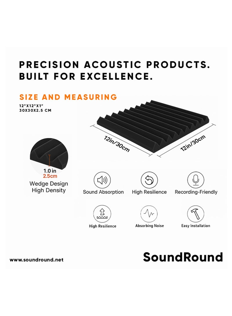 ساوند راوند ألواح الفوم الصوتي SoundRound مقاس 12×12×1 بوصة – عزل صوت احترافي بتصميم 9Block – للتحكم في الصدى ومعالجة السينما المنزلية – ألواح عالية الكثافة – 12 قطعة  - احمر مرجاني - Image 5