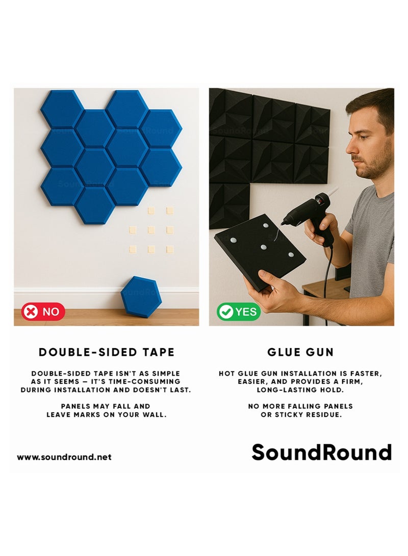 ساوند راوند ألواح الفوم الصوتي SoundRound مقاس 12×12×1 بوصة – عزل صوت احترافي بتصميم 9Block – للتحكم في الصدى ومعالجة السينما المنزلية – ألواح عالية الكثافة – 12 قطعة  - احمر مرجاني - Image 4