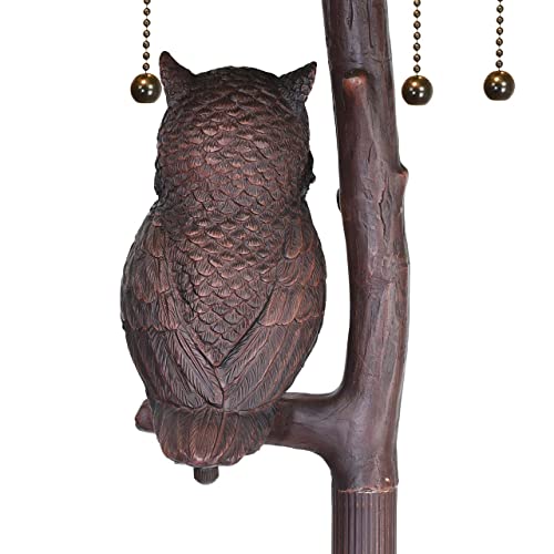 Bieye L10766 Grapes Tiffany Style Stained Glass Double-Lit Floor Lamp with Owl Night Light, 18" Wx65 H - Image 5