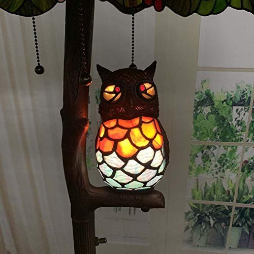 Bieye L10766 Grapes Tiffany Style Stained Glass Double-Lit Floor Lamp with Owl Night Light, 18" Wx65 H - Image 3