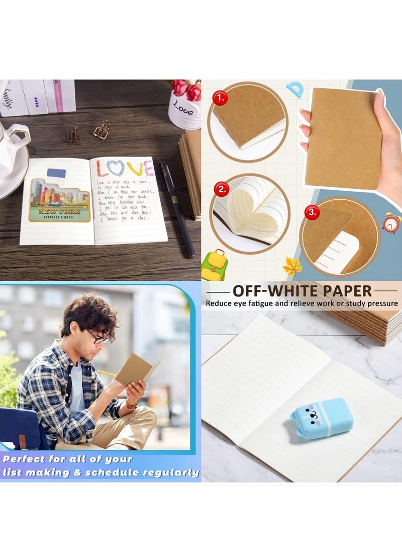 NIIMBOT 6 Pack Pocket Notebook,  Softcover Mini Notebooks 3.5" x 5.5" Kraft Brown Notebook Small Memo Notepad for Men Women Kids Traveler Author, 30 Sheets,60 Lined Pages, College Student Homework Book - Image 3