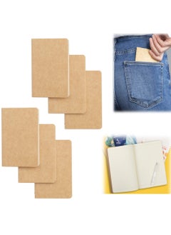 Generic 6 Pack Pocket Notebook,  Softcover Mini Notebooks 3.5" x 5.5" Kraft Brown Notebook Small Memo Notepad for Men Women Kids Traveler Author, 30 Sheets,60 Lined Pages, College Student Homework Book  - Image 1
