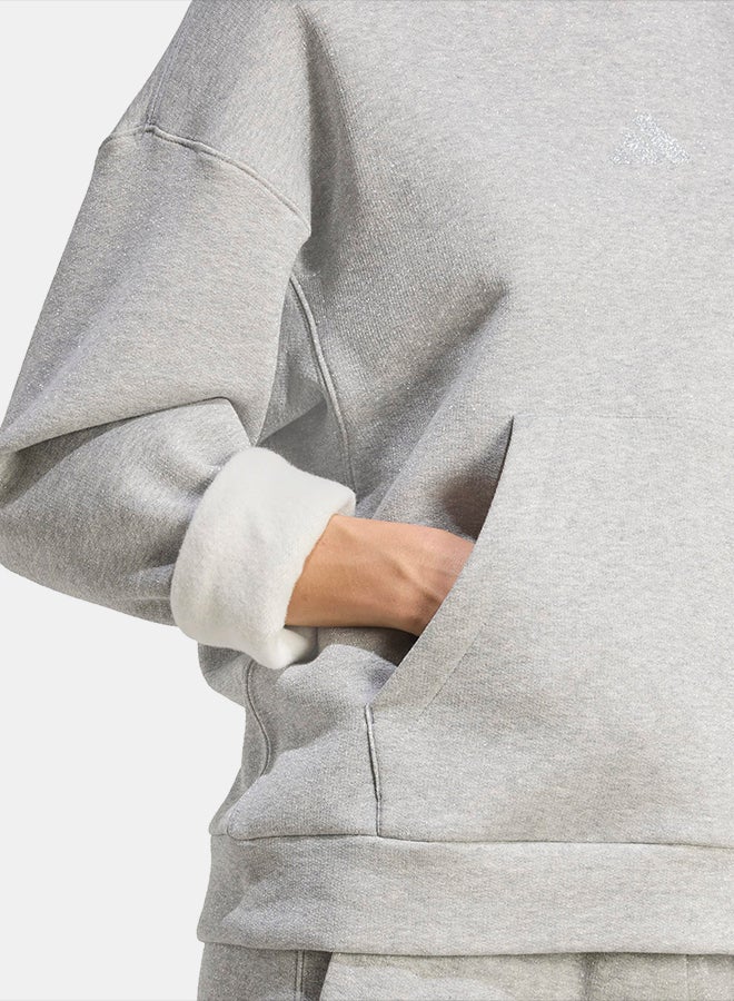 Adidas ALL SZN Holiday Glitter Fleece Loose Hoodie - Image 4