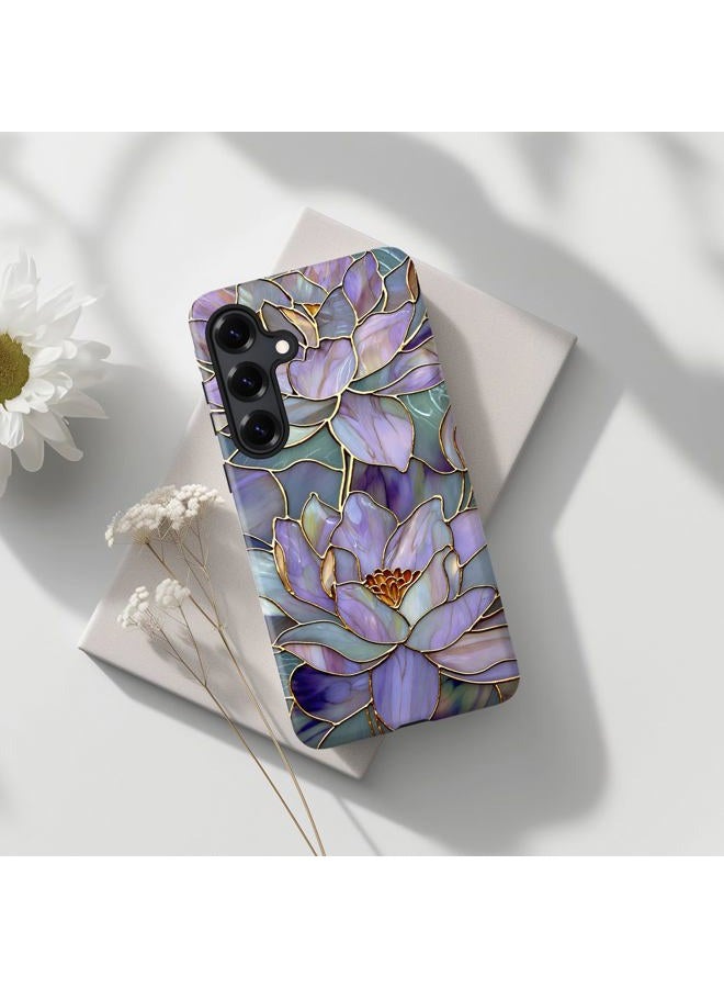 Esdot for Samsung Galaxy S25 Plus Case - Wireless Charging Compatible – Dual-Layer Soft Silicone + Hard Shell - Wildflower Design - Protective Phone Cover for Women Girls - Abstract Lotus - Image 3