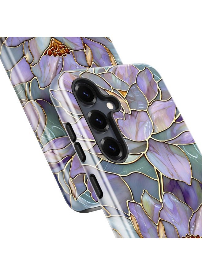 Esdot for Samsung Galaxy S25 Plus Case - Wireless Charging Compatible – Dual-Layer Soft Silicone + Hard Shell - Wildflower Design - Protective Phone Cover for Women Girls - Abstract Lotus - Image 5