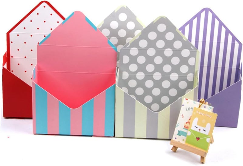 Ipetboom Envelope Flower Box Set 5pcs with Floral and Stripe Paper Packing Boxes for Bouquet Wrapping, Decorative Packaging for Florists and Special Occasions - Image 5