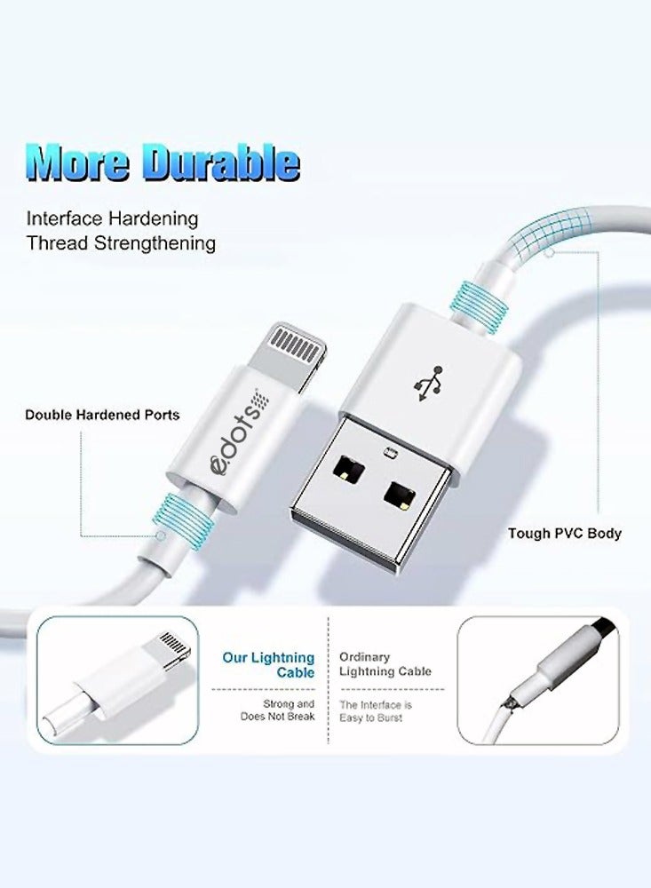 إي دوتس كابل شحن Lightning إلى USB متوافق مع iPhone 14/13/12/11 Pro/11/XS MAX/XR/8/7/6s Plus، iPad Pro/Air/Mini، iPod Touch - Image 4