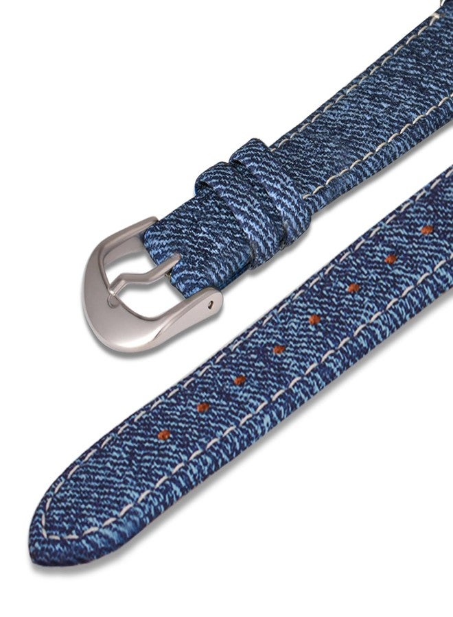 Bisley Women Watch Big Arabic Numbers Dial Easy to Read Blue Denim Leather Strap Watch - Image 3