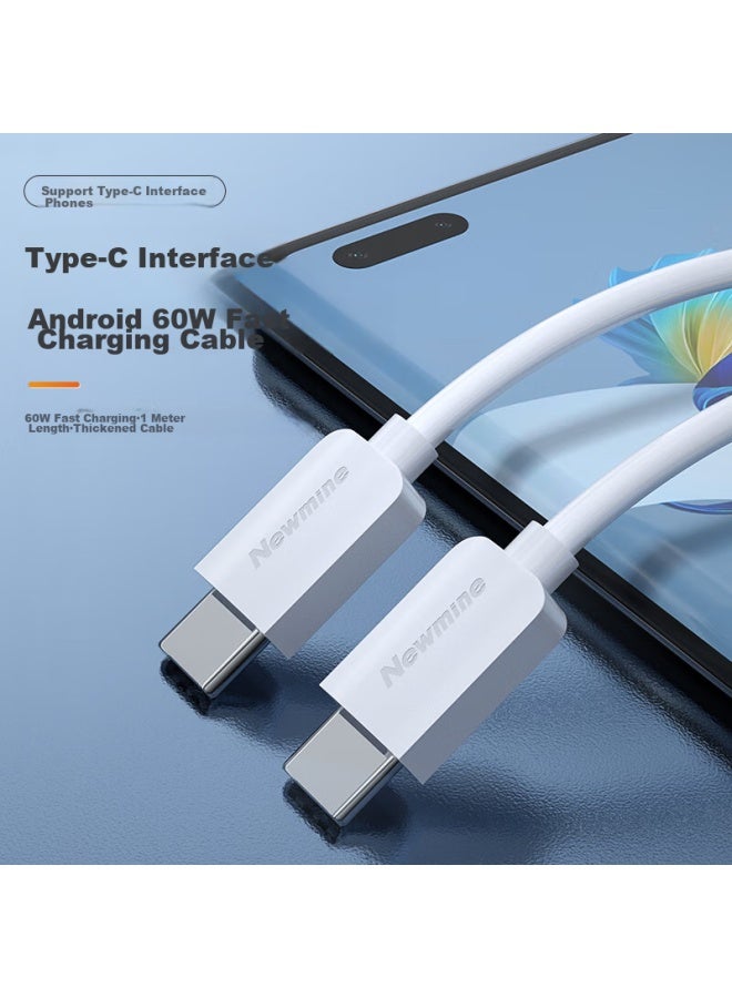 Newmine Type-c Data Cable, Dual-ended Pd60w Fast Charging Cable, Car Charger Cable, Compatible With Iphone 15/ipad Pro, Apple Macbook, Laptops, Huawei, Xiaomi, Android - Image 2