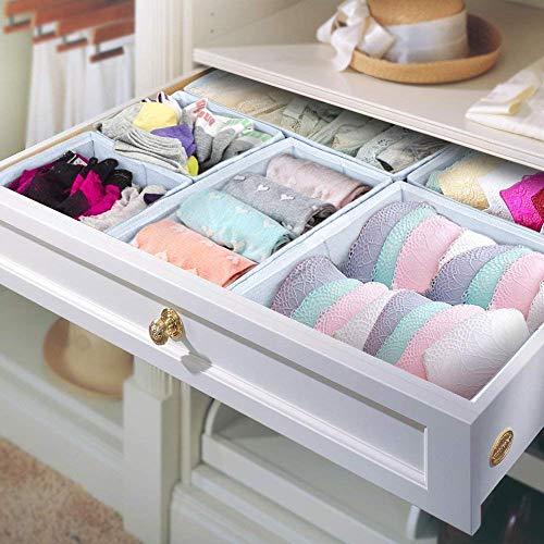 House of Quirk Non-Woven Foldable Cloth Storage Box Closet Dresser Drawer Organizer Cube Basket Bins Containers Divider with Drawers for Underwear, Bras, Socks, Ties, Scarves, Set of 6 (Maroon Motif) - Image 4