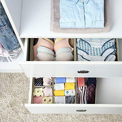 House of Quirk Non-Woven Foldable Cloth Storage Box Closet Dresser Drawer Organizer Cube Basket Bins Containers Divider with Drawers for Underwear, Bras, Socks, Ties, Scarves, Set of 6 (Maroon Motif) - Image 5