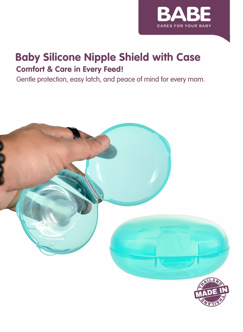 BABE - Baby Silicone Nipple Shield with Storage Case, Breast Feeding Support, Ultra-Thin Soft Silicone, BPA Free - Image 2