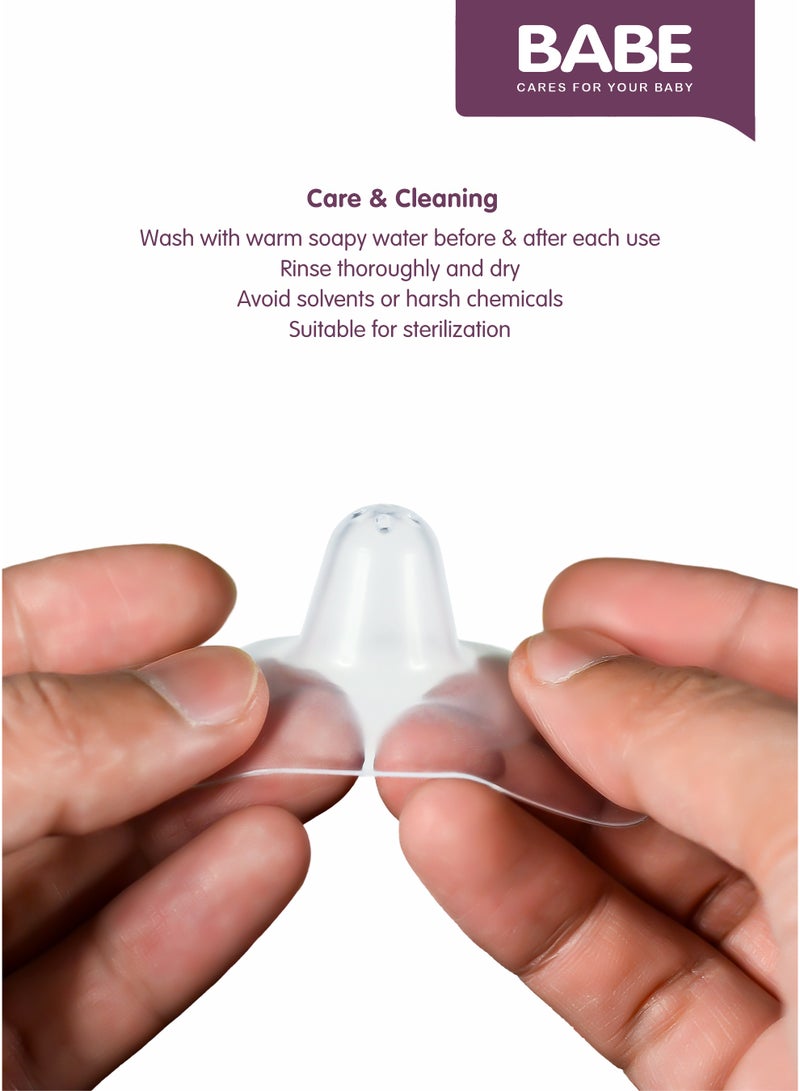 BABE - Baby Silicone Nipple Shield with Storage Case, Breast Feeding Support, Ultra-Thin Soft Silicone, BPA Free - Image 5