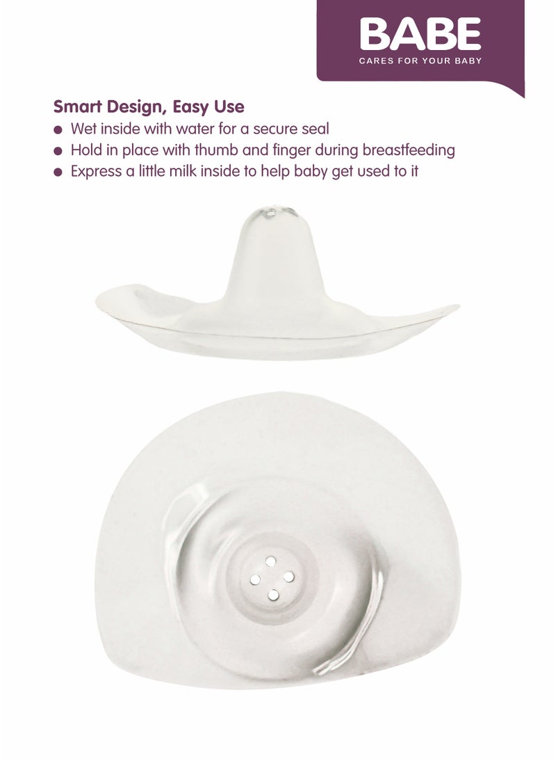 BABE - Baby Silicone Nipple Shield with Storage Case, Breast Feeding Support, Ultra-Thin Soft Silicone, BPA Free - Image 4