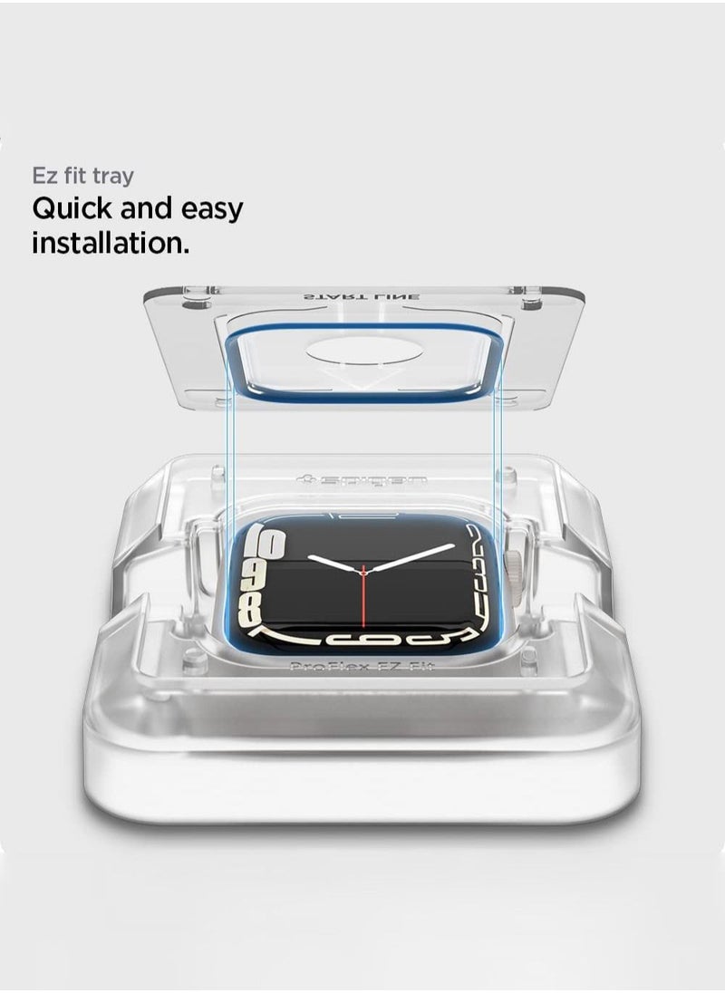 Spigen - Pro Flex Ez Fit Apple Watch Series 8 /7 (45mm) Tempered Glass Screen Protector with Auto Align Install Kit - 2 Pack - Image 1