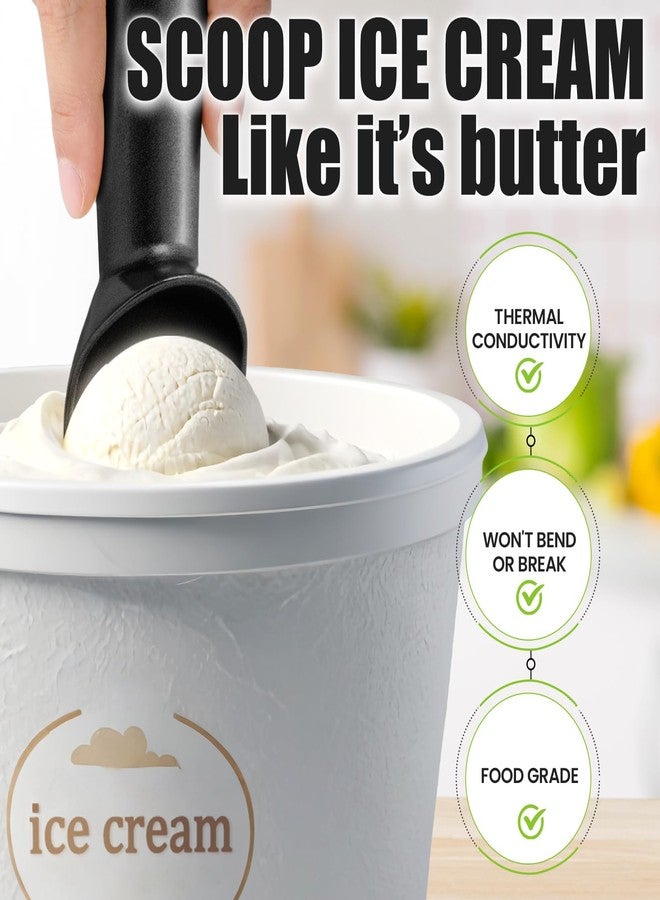 CUNSENR 7 inch Ice Cream Scoop - One-Piece Nonstick Aluminum Ice Cream Scooper - Professional Metal Ice Cream Spoon - Durable, Easy to Use & Clean - Lightweight Cookie Spoon - Scoop Ice Cream (Black) - Image 5