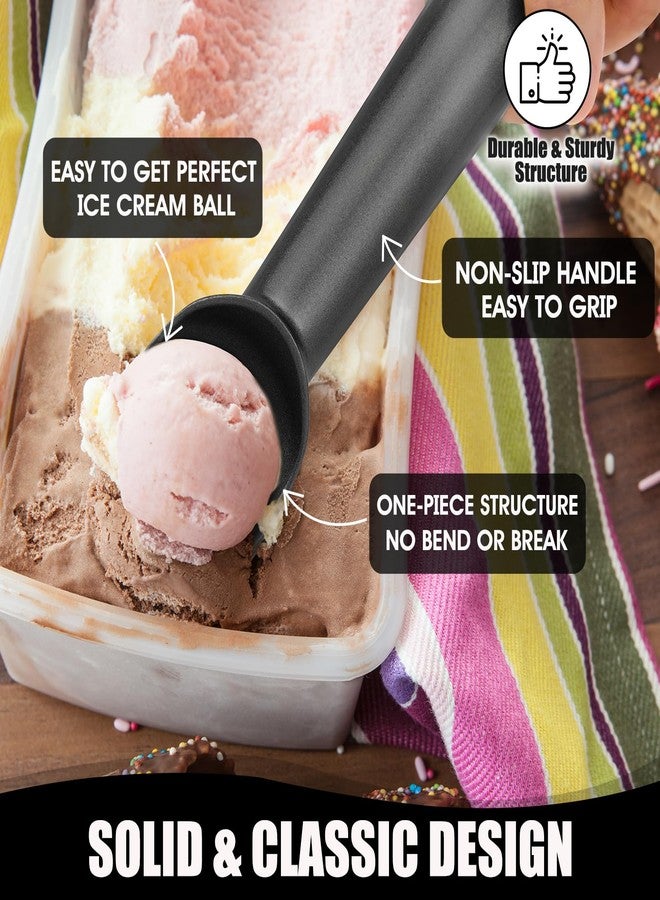 CUNSENR 7 inch Ice Cream Scoop - One-Piece Nonstick Aluminum Ice Cream Scooper - Professional Metal Ice Cream Spoon - Durable, Easy to Use & Clean - Lightweight Cookie Spoon - Scoop Ice Cream (Black) - Image 3