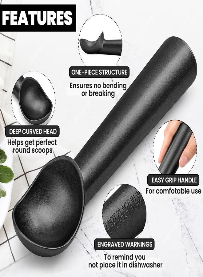 CUNSENR 7 inch Ice Cream Scoop - One-Piece Nonstick Aluminum Ice Cream Scooper - Professional Metal Ice Cream Spoon - Durable, Easy to Use & Clean - Lightweight Cookie Spoon - Scoop Ice Cream (Black) - Image 4