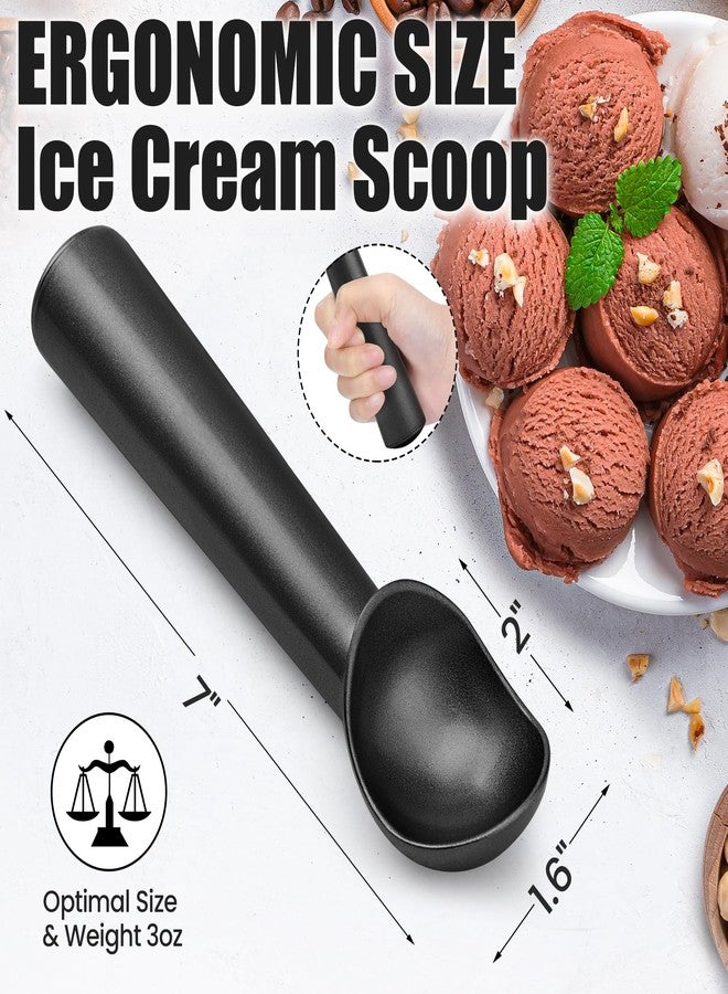 CUNSENR 7 inch Ice Cream Scoop - One-Piece Nonstick Aluminum Ice Cream Scooper - Professional Metal Ice Cream Spoon - Durable, Easy to Use & Clean - Lightweight Cookie Spoon - Scoop Ice Cream (Black) - Image 2