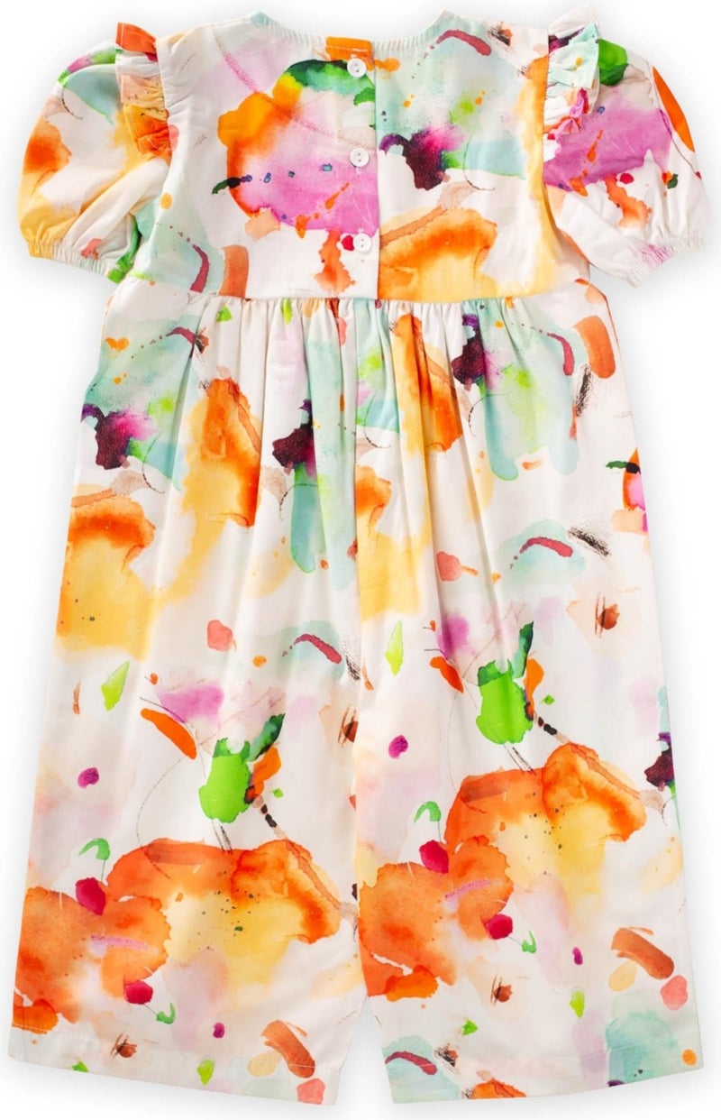 Cigit Poplin Jumpsuit 2-7 Years Orange  - Image 2