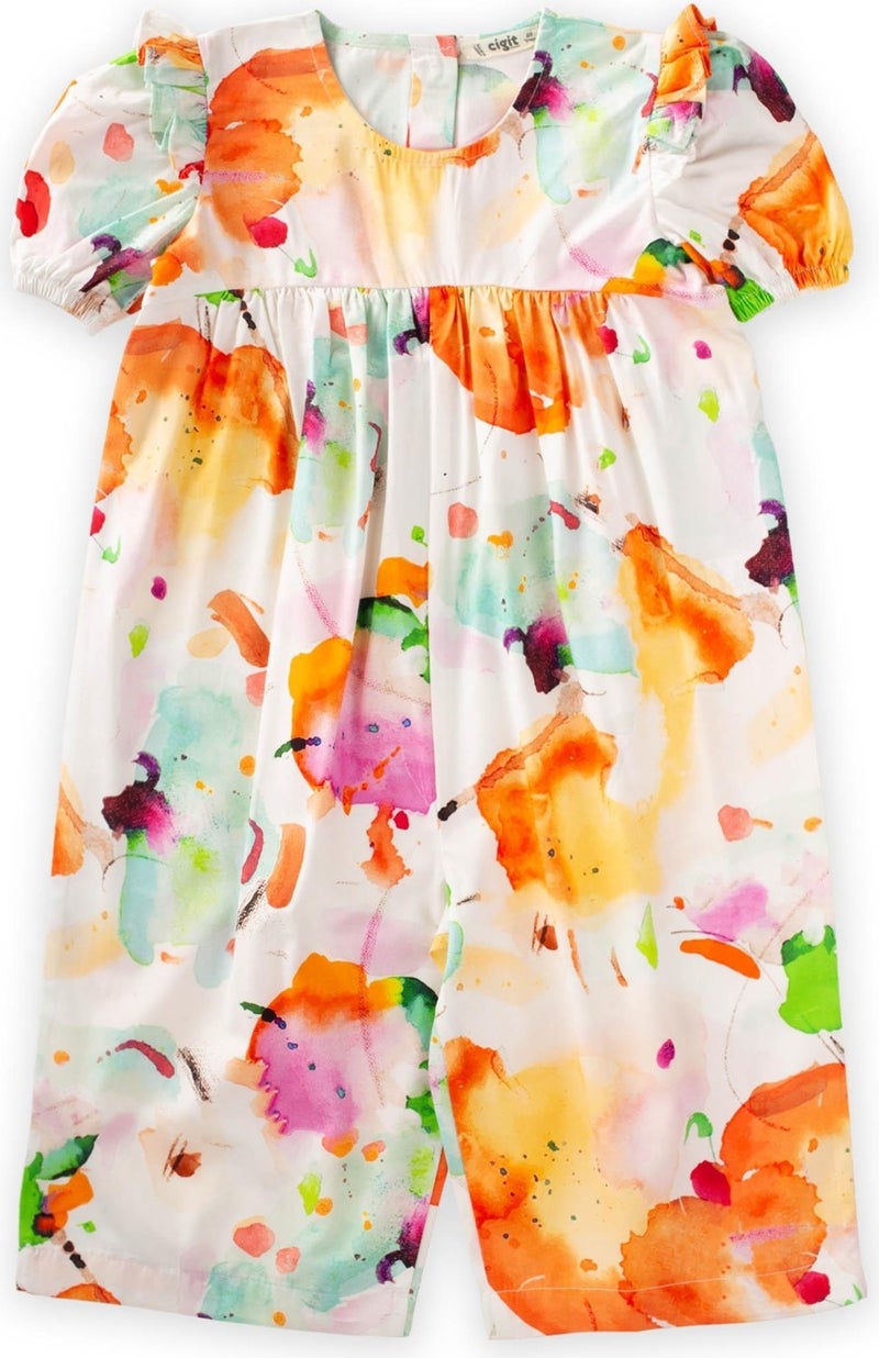 Cigit Poplin Jumpsuit 2-7 Years Orange  - Image 1