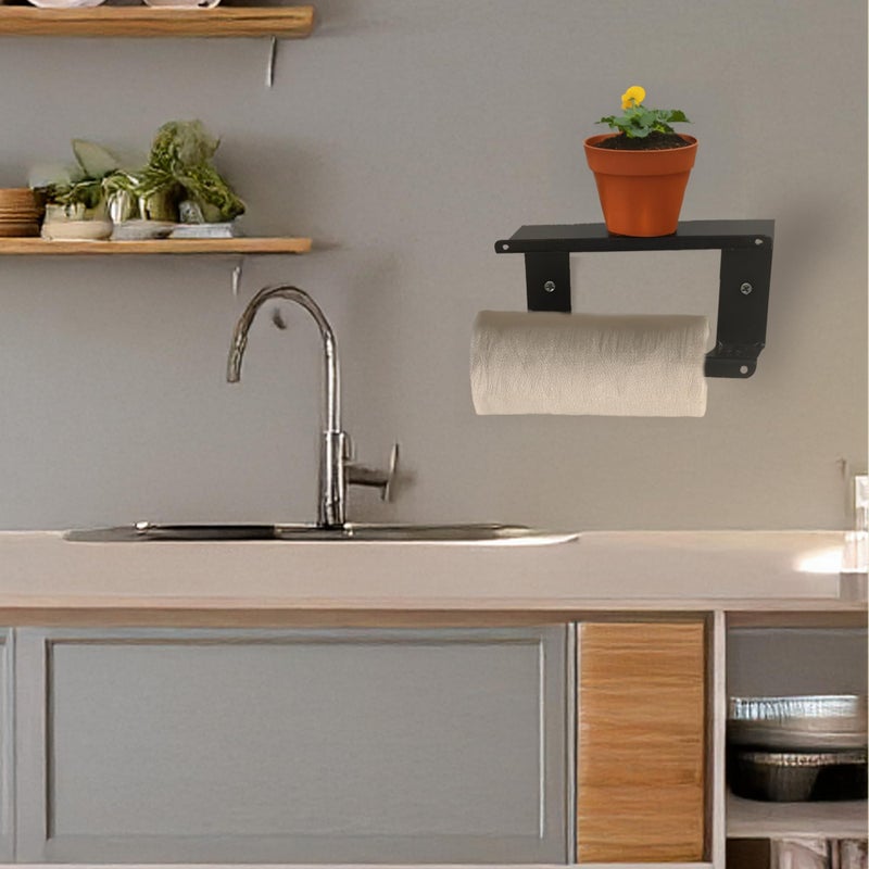 Spillbox Metal Toilet Paper Holder with Mobile Stand, Wall Mounted|Tissue Paper Roll Holder|Toilet Roll Holder for Bathroom Accessories- Black - Image 3