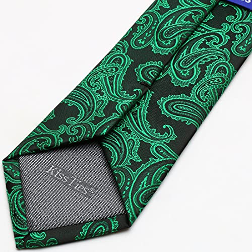 KissTies Kelly Green Black Tie 63'' XL Extra Long Ties Big Tall Man Necktie - Image 5