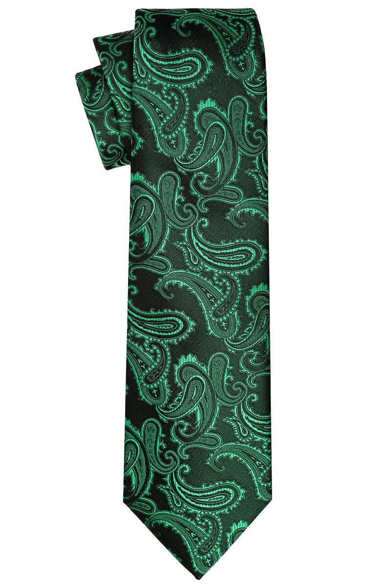 KissTies Kelly Green Black Tie 63'' XL Extra Long Ties Big Tall Man Necktie - Image 4