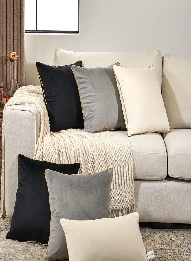 Aeckself Pack of 2 Pure Black Velvet Lumbar Pillow Covers, Modern Luxury Decorative Pillowcase with Gold Trim Edge, Comfortable Soft Solid Cushion Case for Couch Bedroom Living Room 12 x 20 Inch - Image 5