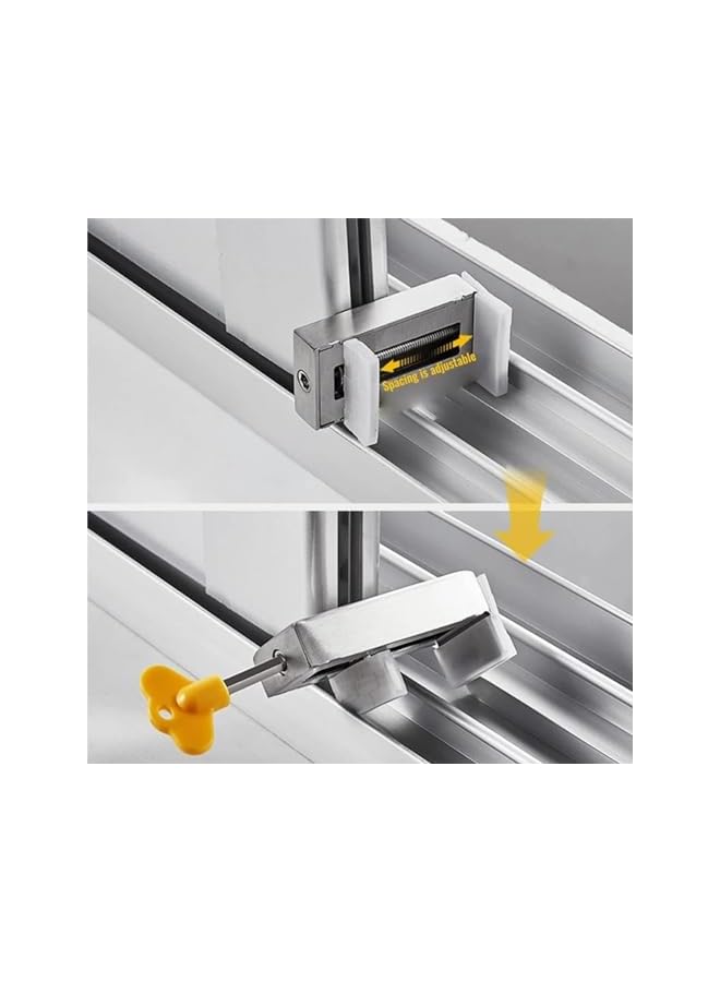 The Bros قفل نافذة، 2 قطعة أقفال أمان للأطفال قابلة للتعديل للانزلاق، قفل باب أمان للأطفال مع مفتاح، سهل التركيب ولا يحتاج إلى أدوات حفر، أقفال أمان للنوافذ للمنزل والمكتب - Image 5