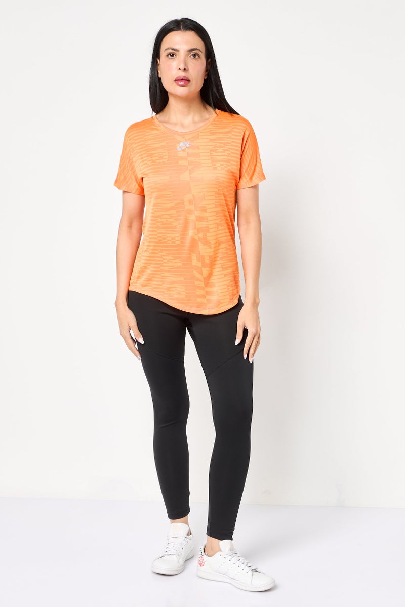 Nike Women Standard Fit Short Sleeve Training Top, Orange - Image 4
