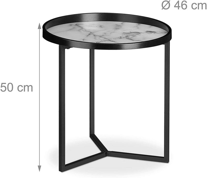 Generic Indian Decor 45994 Coffee Table Retro Design Living Room Plant Stand Round Top H x D 50 x 46 cm BlackWhite Steel Made in India  - Image 3