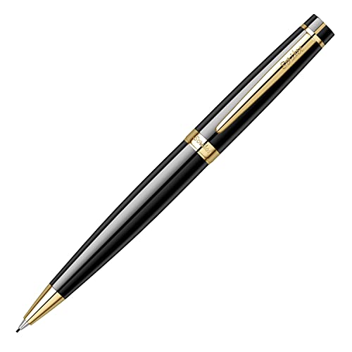 Scrikss 0.7mm Mechanical Lead Pen Pencil Glossy Black Brass Body Gold Plated Trims Twist Mechanism Honour 38 Series Modern and Elegant Pen Ideal for Gifting Using in Office Home - Image 1