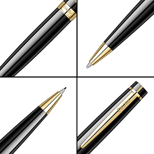 Scrikss 0.7mm Mechanical Lead Pen Pencil Glossy Black Brass Body Gold Plated Trims Twist Mechanism Honour 38 Series Modern and Elegant Pen Ideal for Gifting Using in Office Home - Image 3