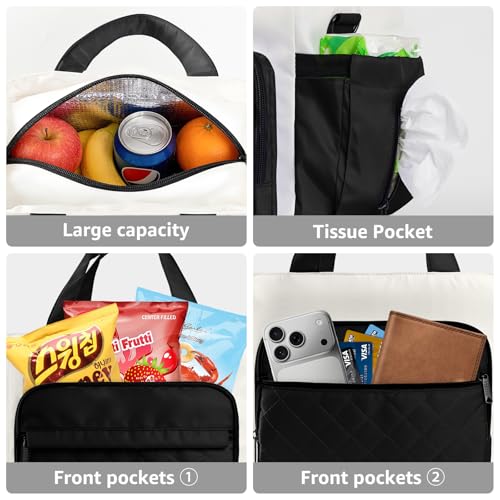 WAKOSAN Women's Insulated Lunch Box Bag - Stylish Tote Design, Leakproof Waterproof Lunch Cooler, Large Lunch Tote Bags for Work Commute & Dates (White-Black) - Image 3