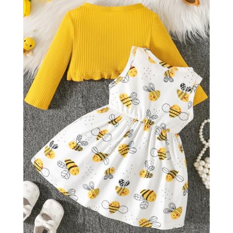 Rosibel Girls Dress and Cotton Cardigan Set for M3T Spring and Autumn Clothing - Image 2